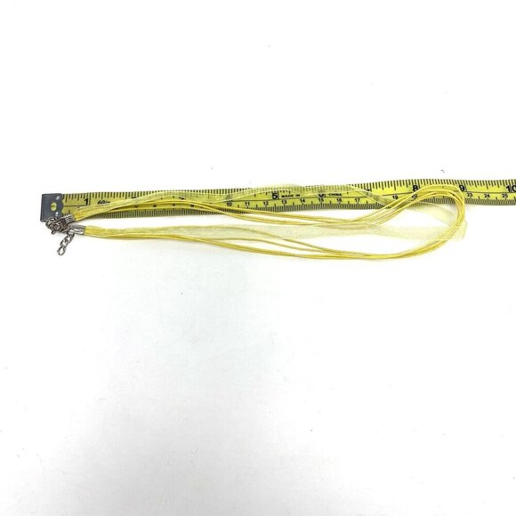 Yellow Sheer Ribbon And Cords Necklace Chain 18" Length Multi-Strand - Picture 4 of 4